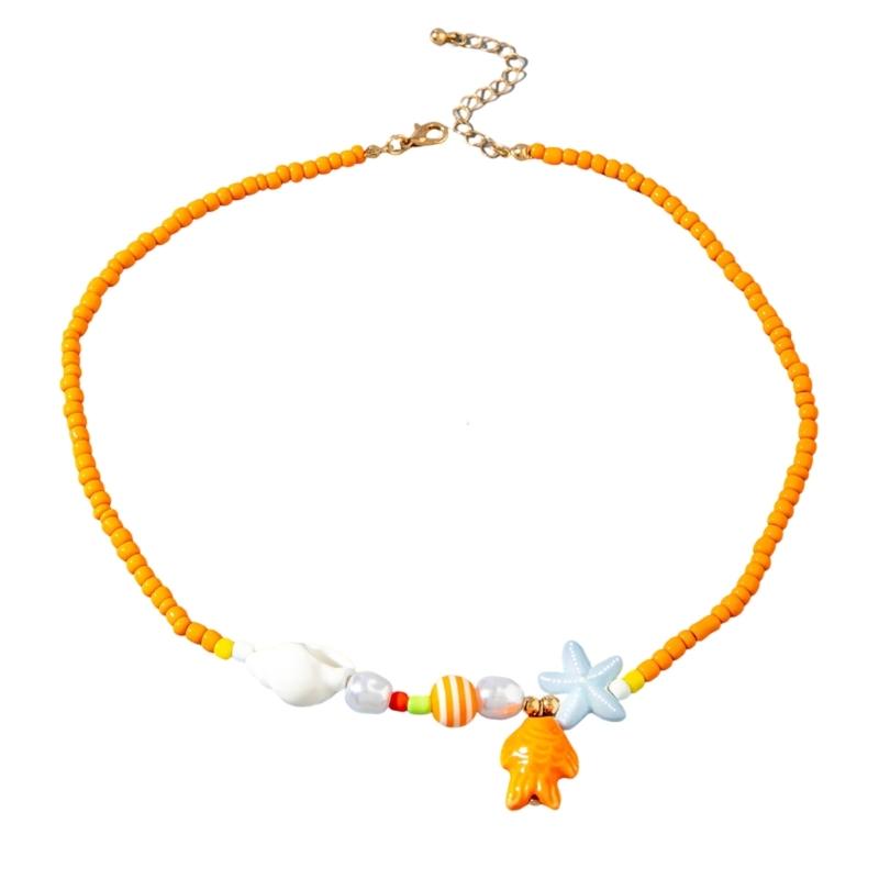

Portable Bohemian Starfish Pearls Necklace Chain With Extension for Women’s Daily Wear and Special Occasions
