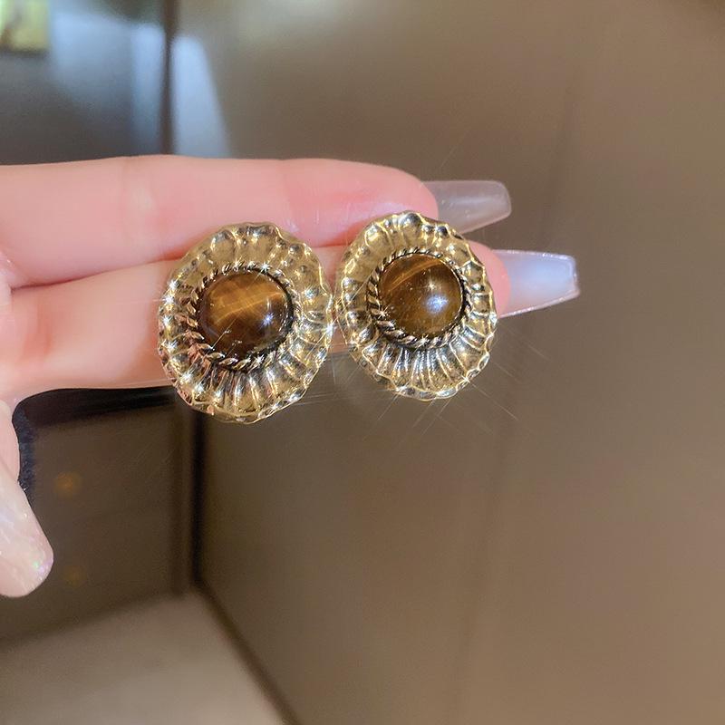 Silver Needle Vintage Pearl and Rhinestone Flower Earrings - French High-End Niche Court Style