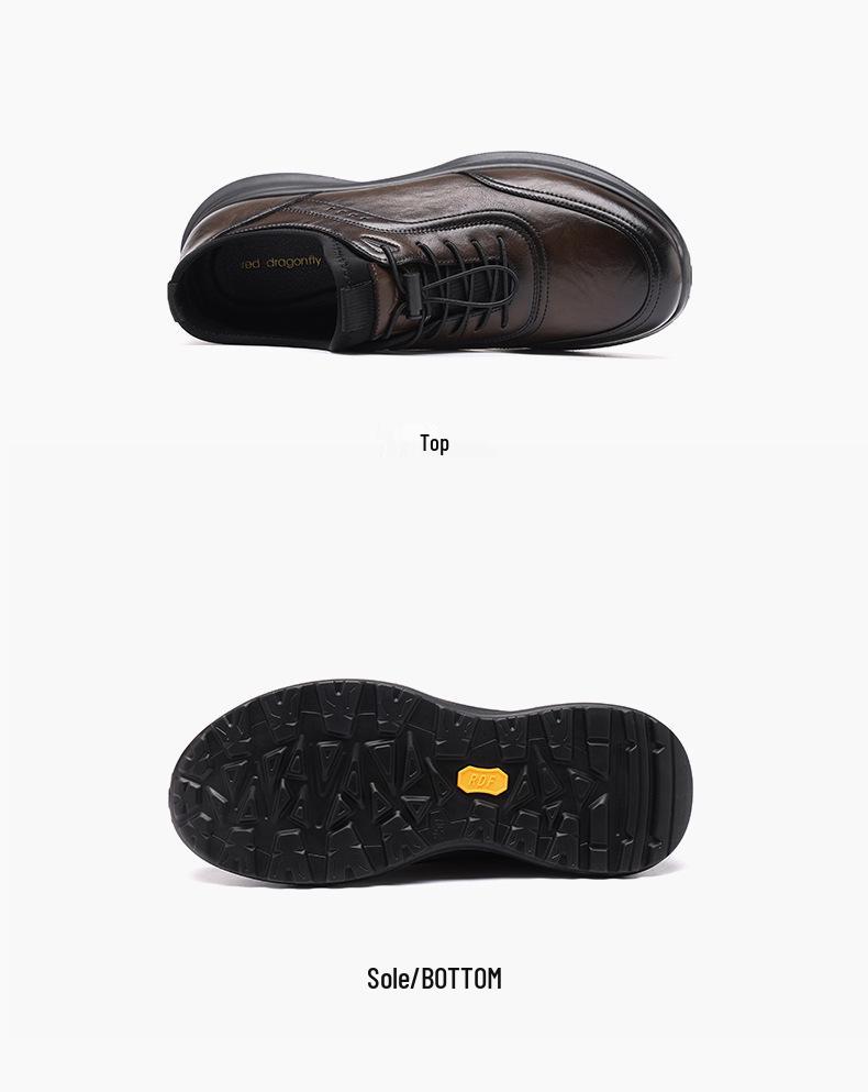 Red Dragonfly Men's Waterproof Leather Sports Shoes, Spring 2026: Thick Sole, Height-Boosting, Commuting & Travel Footwear.