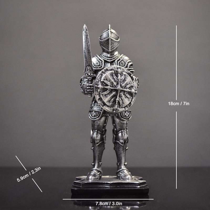 Nordic Victory Knight Resin Figurine: High-End Vintage Office Decor