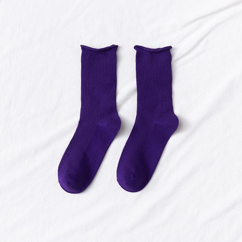 Colorful Socks, Women's Mid-calf Socks, Trendy Spring and Autumn Thin Style, Candy-colored Rolled-up Pile Socks, Dopamine Trendy Socks