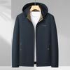 Removable Hood Spring-Autumn Dad's Business Casual Jacket for Middle-aged & Elderly