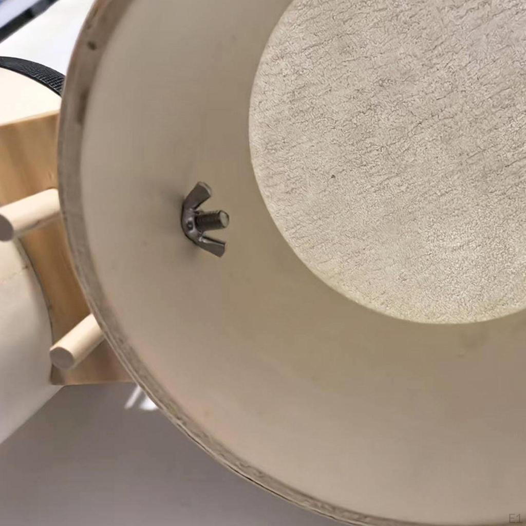 Wooden Bongo Drums 5” and 6” Wood Percussion Instrument Compact Lightweight Portable Traditional