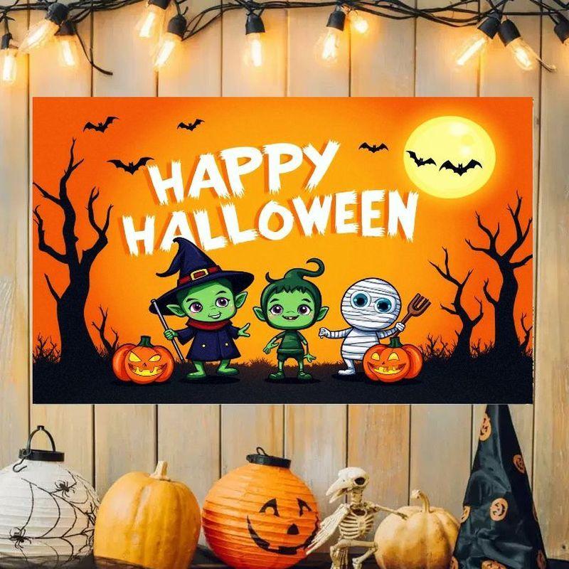 Halloween Banner Happy Halloween Festival Decoration Tapestry Witch Castle Printing Courtyard Party Decoration Flag