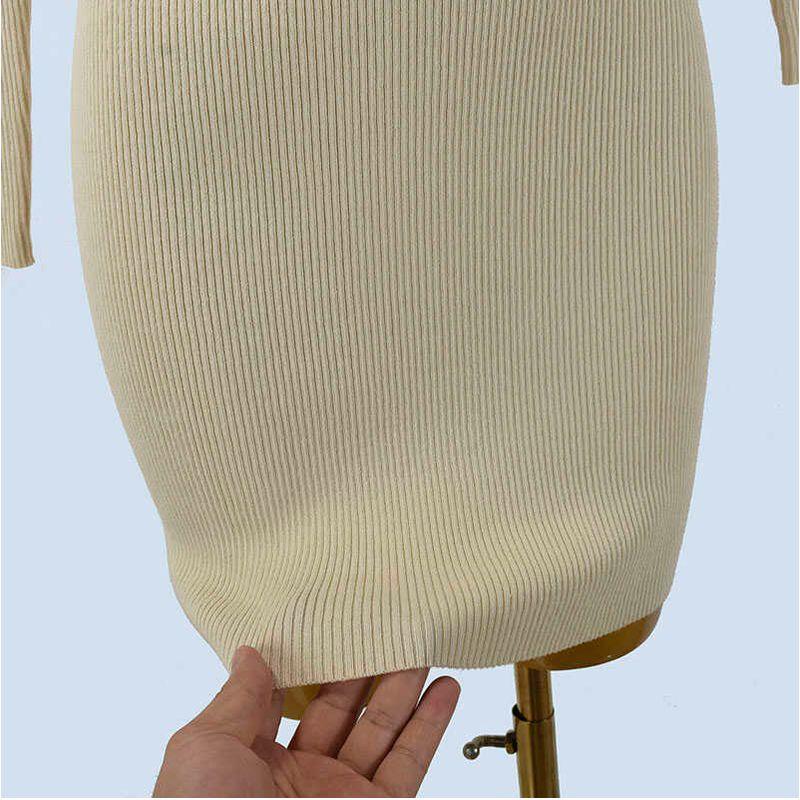 Knitted dress Women Slim fit Short Temperament Slimming Sexy Sheath Base Inner wear Sweater Design Sense Autumn