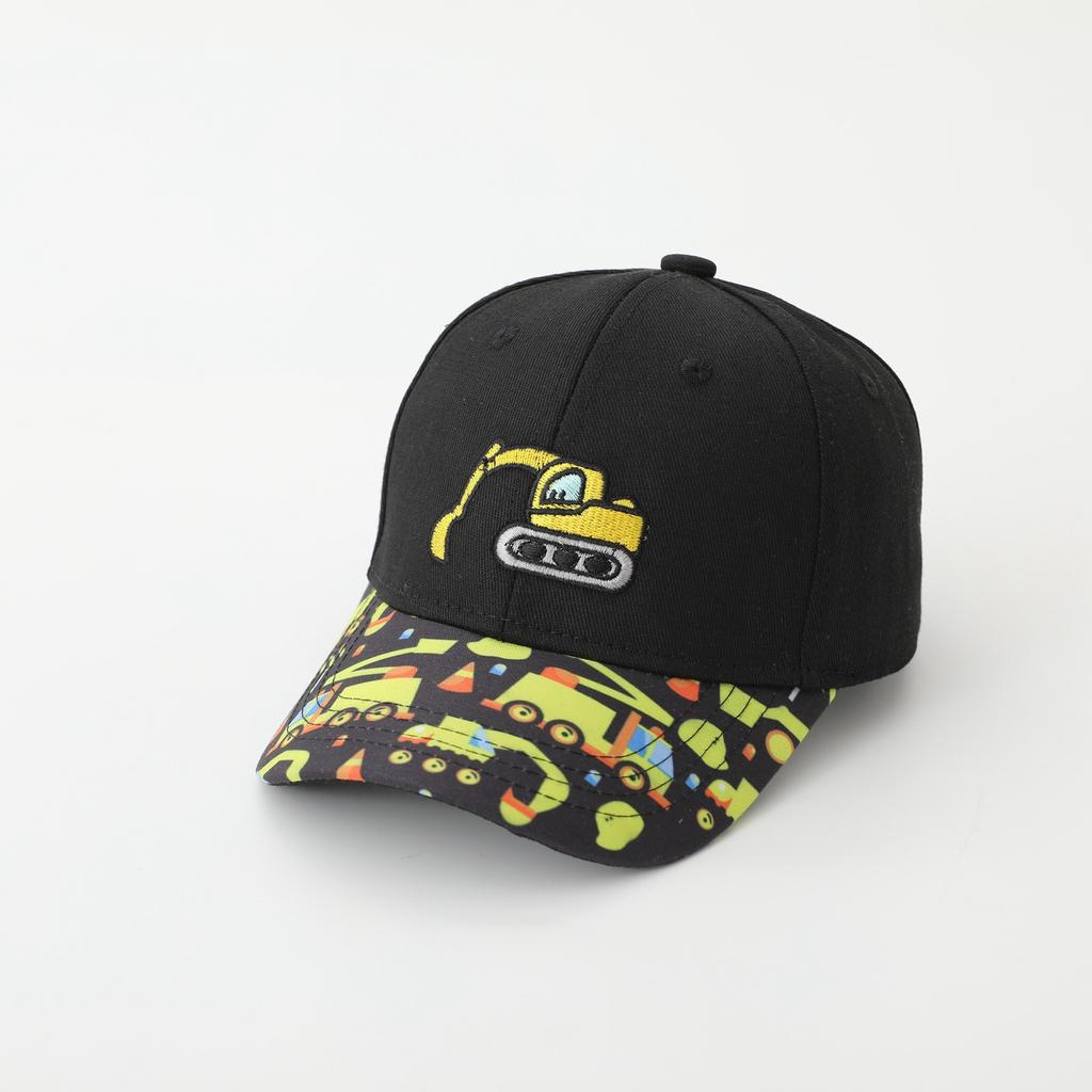 Excavator Street Art Graffiti Duckbill Cap Boys And Girls Embroidered Stitching Stitched Baseball Cap Spring And Autumn New Cartoon Children'S Hat