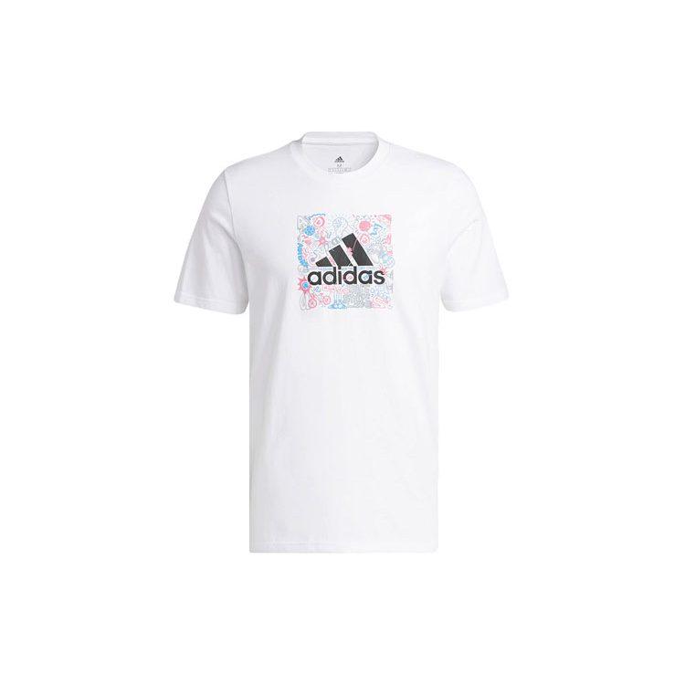 adidas T Shirts Men's White Crew Neck Moderate Straight Fit IB9426