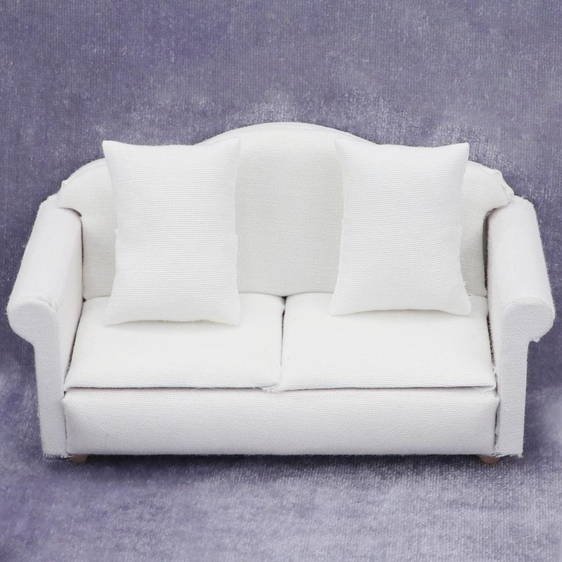 1:12 Dollhouse White Sofa Set - 3-Piece Mini Furniture with Cushions for ob11