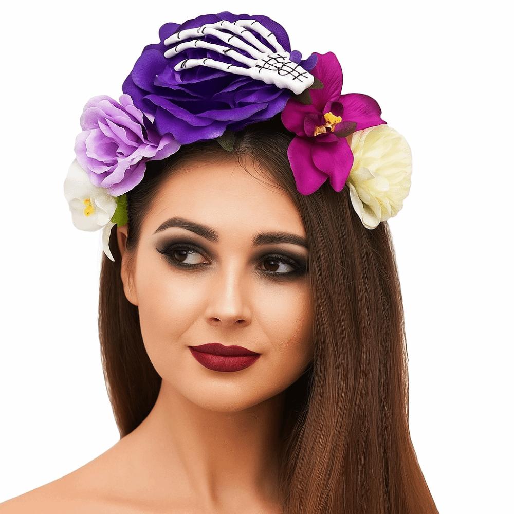 Skull Halloween Headband Plastic Party Headpiece Cool Rose Flower Crown Girl