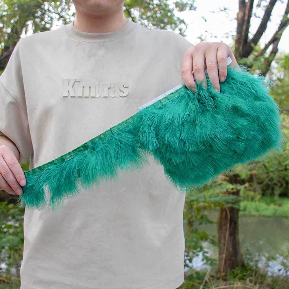 1M Weiche Truthahnfedern Besatz Fransen 8-10cm Weiß Marabu Feder für DIY Nähen Kleidung Bänder Hochzeitsfeier Kleid Dekoration