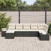 Garden Sofa Set with Cushions 7 pcs Black Poly Rattan