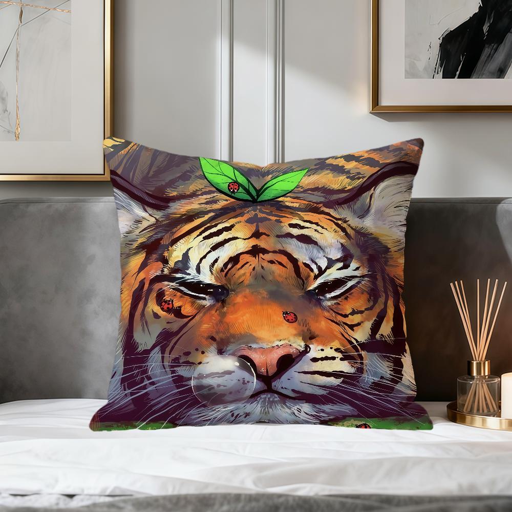 Retro style fun cute tiger art soft pillowcase for Sofa Living Room Home office Decor Protective Covers party hogar pillow cover
