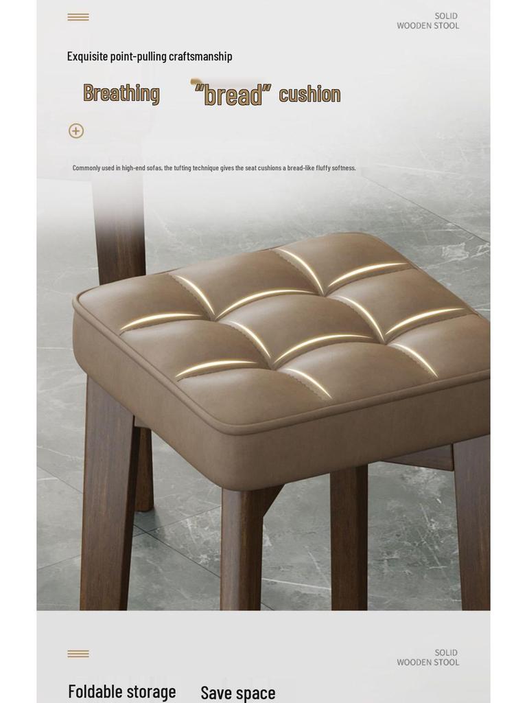 Massivholz Polsterstuhl - Moderner minimalistischer stapelbarer Hocker für Wohnzimmer oder Schreibtisch