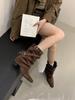 New short boots pointed belt buckle thick heel mid boots French versatile Martin boots slim high heel pant boots