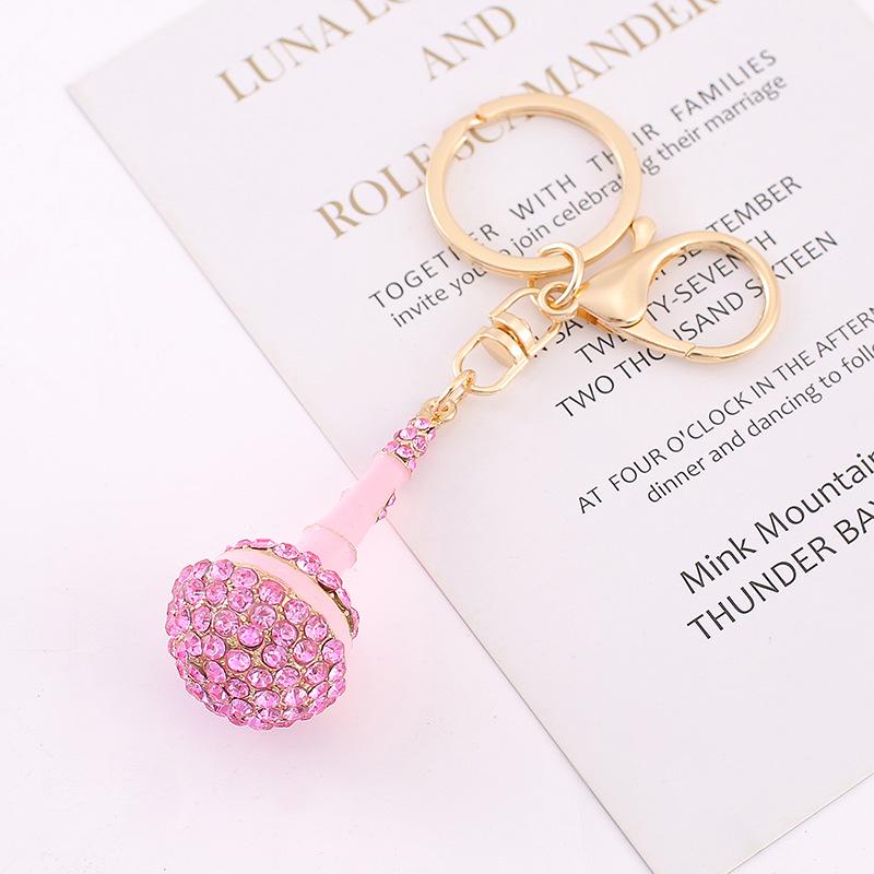 Elegant Rhinestone Microphone Car Keychain for Women