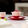 Guochao Hand-painted Palace Wall Red Plum Blossom Underglaze Color Ceramic Pot Bearing Tea Ceremony Accessories Household