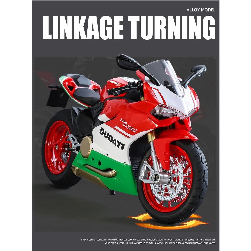 1/12 Ducati 1199 Panigale S Alloy Die Cast Motorcycle Model Toy Vehicle Collection Sound and Light Off Road Autocycle Toys Car