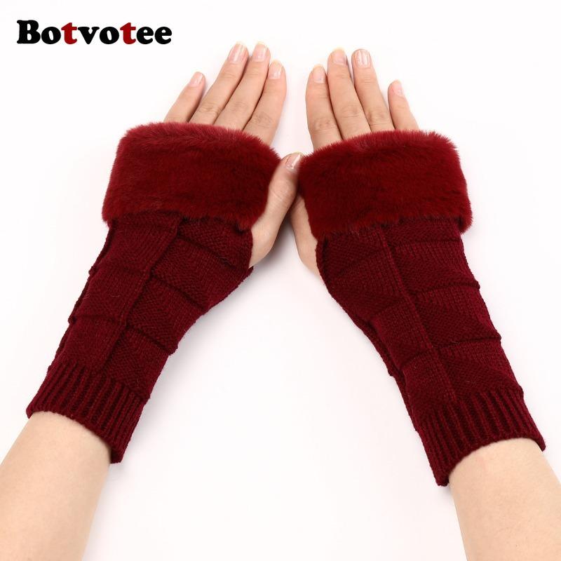 Botvotee Y2k Accessories Fingerless Gloves Sleeves for Women Arm Warmers Winter Knit Short Sleeve Fashion Hands Free Gloves