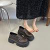 Loafers women's 2025 autumn new fashion versatile square head retro platform British style small leather shoes versatile single shoes