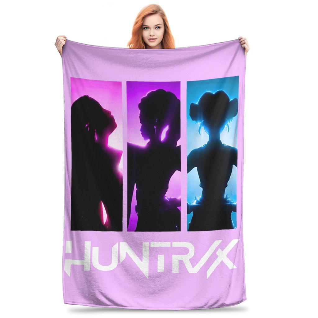 Kpop Lovci démonů Zoey Huntrix Přikrývky Plyšová z korálového rouna Super měkká přehozová deka na postel, pohovku, do ložnice, prošívaná