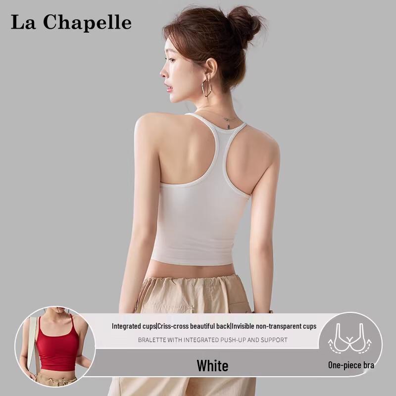 La Chapelle Women s Racerback Built-in Bra Cropped Camisole S