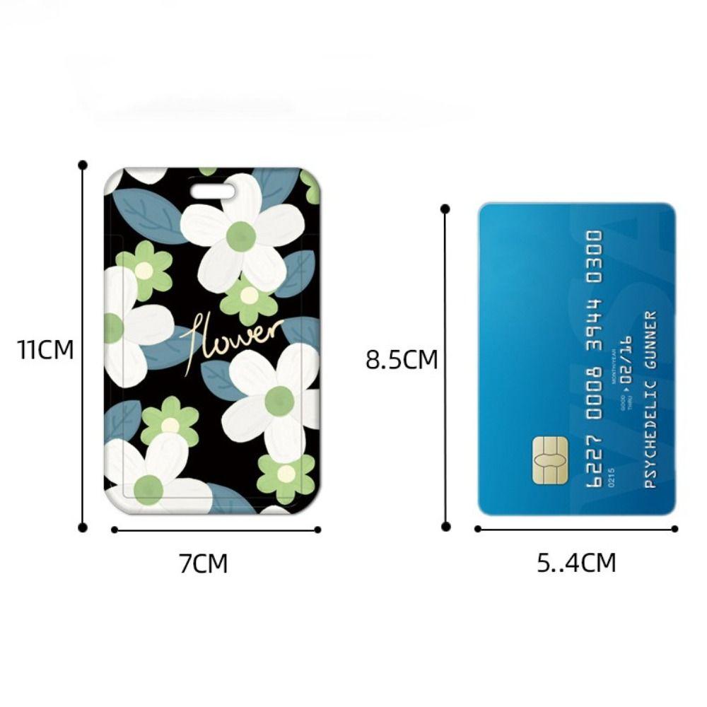 Sweet Floral Card Protective Sleeve Neck Strap Lanyard Card Holder Cute Card Case  ID/Bus/Bank Card