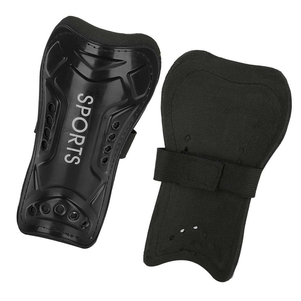 Ein Paar Kinder Fußball Schienbeinschoner Trainingsbeinschützer Sicherheitsschutz Verstellbarer Riemen (Schwarz)