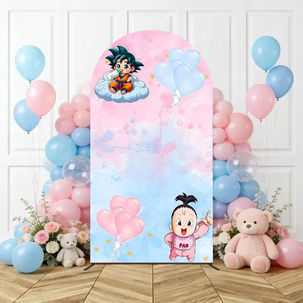 Dragon Ball Arch Backdrop Photography Customized Anime Goku Children Boys Girls Birthday Party Baby Shower Party Decoration Prop 1.6x3.9ft(50x120cm)