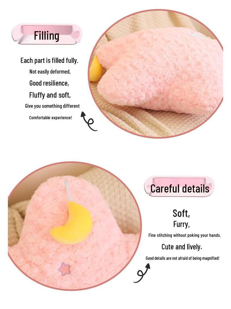 Star Moon Plush Cushion for Girls' Bedding & Toys