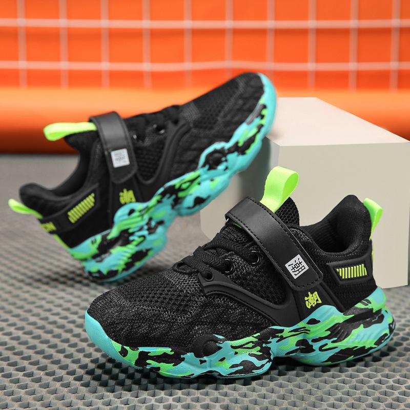 Children's Sports Shoes Boys' Students Spring and Summer Mesh Hollow Running Shoes Teens Middle-aged and Older Children's Breathable Casual Shoes