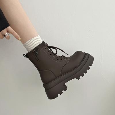 American Retro British Style Thick Heel Platform Martin Boots Women's 2025 New Summer Brown Versatile Short Boots
