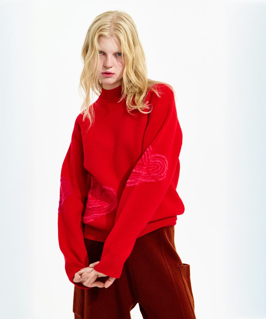 Seunoya 25Fw Wool Intarsia Mock Neck Knit