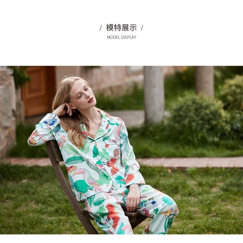 Womens Ice Silk Pajama Set Long Sleeve Pants Lightweight Comfortable Home Outfit Ins Style
