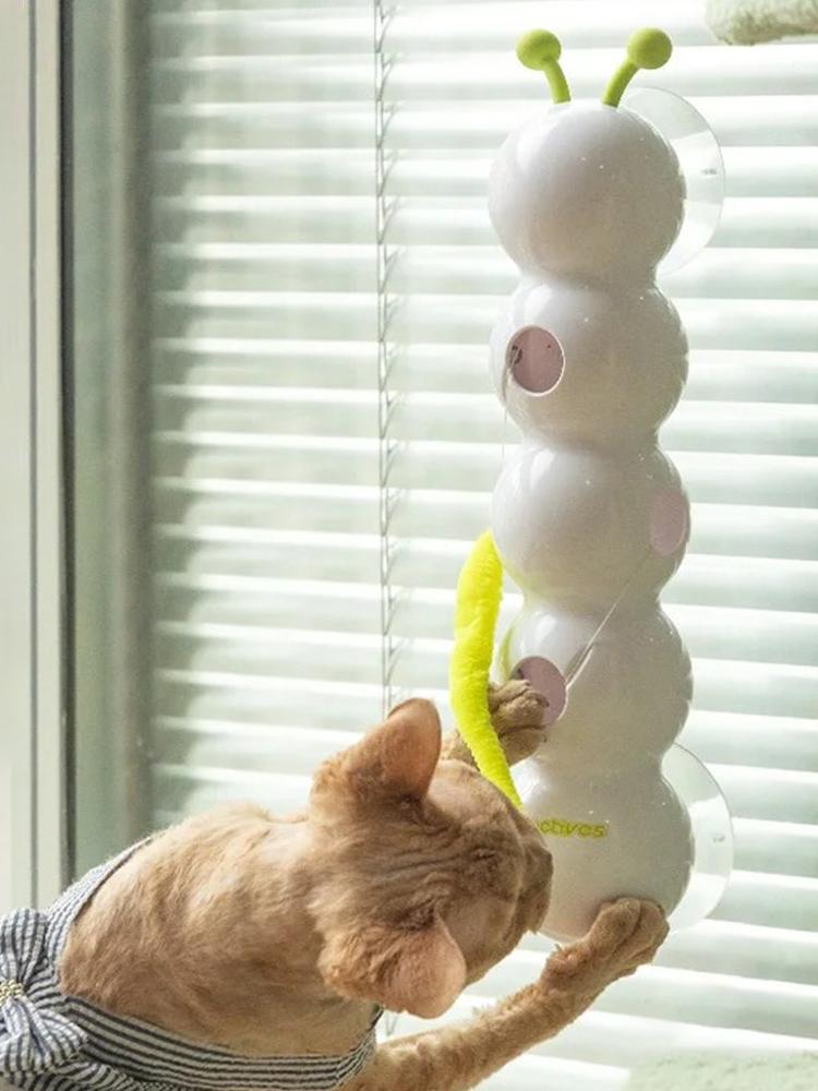 Caterpillar Interactive Cat Toy Motion Activated Teasing Cat Toy Rechargeable Automatic Cat Toy with Tail for Bored Indoor Cats