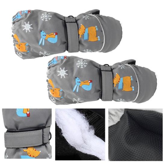 1 Pair Kids Snow Gloves Water Proof Adjustable Fastener Tape Hanging Buckle Windproof Riding Gloves for Daily Wear