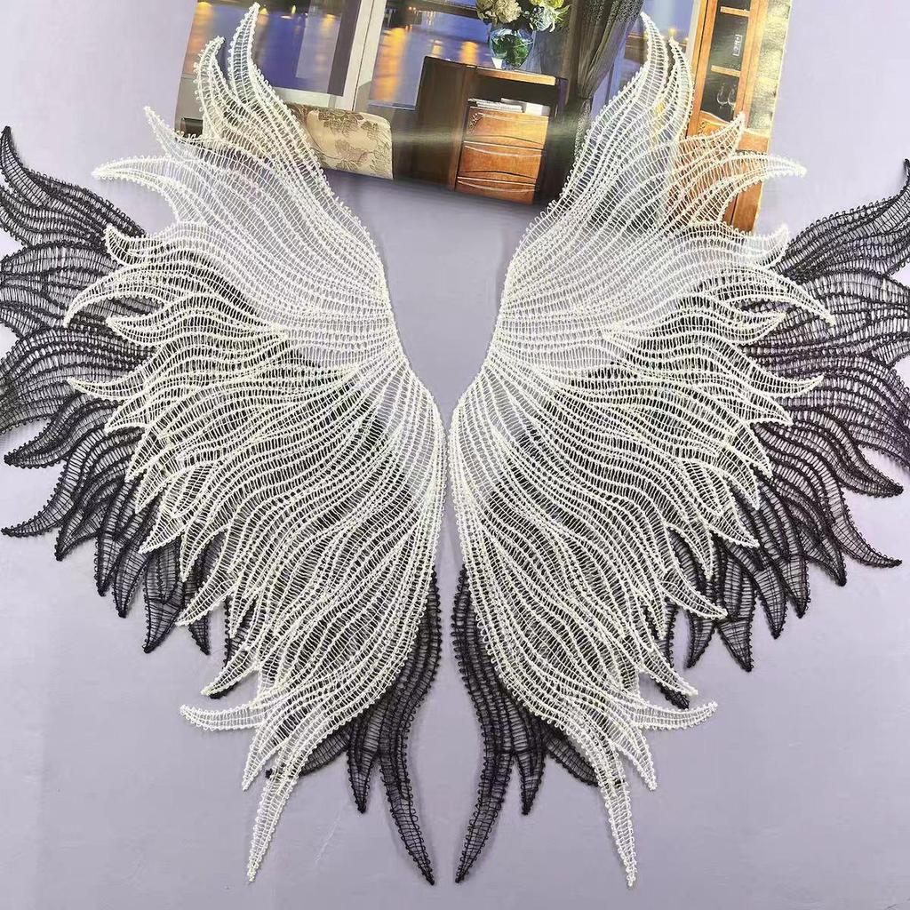 1Pair Black White Embroidery Lace Cloth Patch DIY Clothing Repair Sewing Decoration