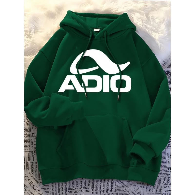 Trendy brand autumn and winter men's clothing with the same hooded pullover printed sweater with fleece and thicker leisure sports