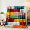 Colorful Textured Bricks Arranged In a Staggered Rectangular Pattern. for All Seasons Blanket Lunch Break Throw Gift