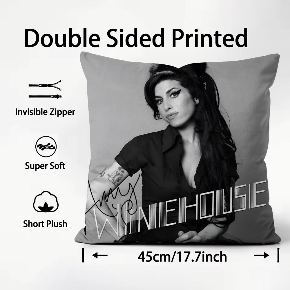 Singer Star A-Amy Winehouse Cushion Cover Pattern Printed Pillowcase for Living Room Sofa Cushion Cover & Bedroom Decor