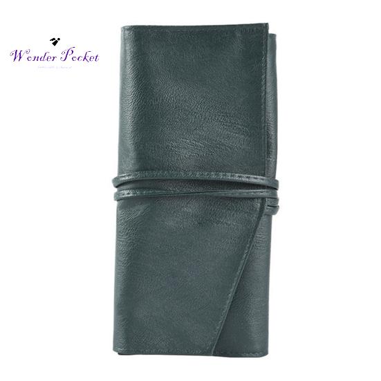 

Сумка для кистей для макияжа, 14 отделений, большая вместимость, водонепроницаемая, влагостойкая, противоударная, для хранения кистей, косметическая кисть из искусственной кожи зелёный