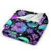 Blaue Schädel und Blumen Fleece-Decke für Bett Wohnzimmer Sofa Couch Weich Warm Leicht Gemütlich Plüsch Überwurfdecken Heimdekoration