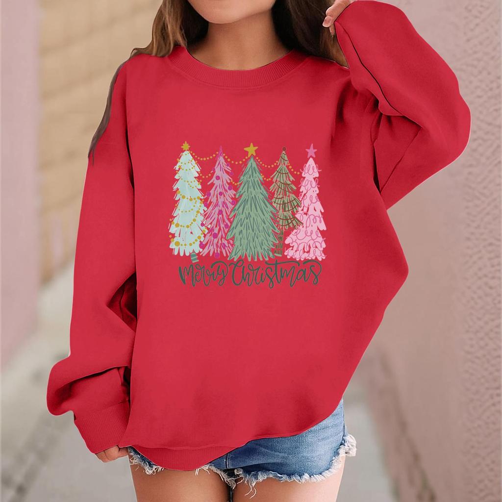 Children's Fashionable Casual Long-sleeved Loose Christmas Print Pullover Sweatshirt