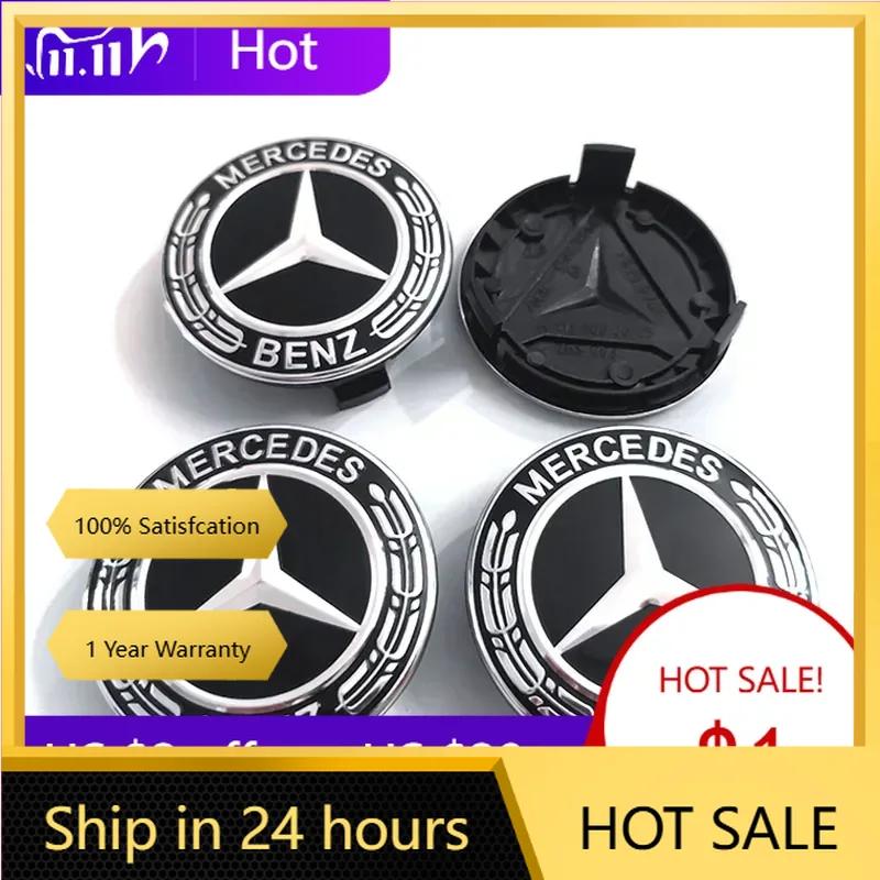 Für Mercedes Benz 4 Stück 75mm Mercedes Benz Felgendeckel für Mercedes Benz B/C/E/S-Klasse A-Klasse C200L GLC GLK CLA W126 Aut