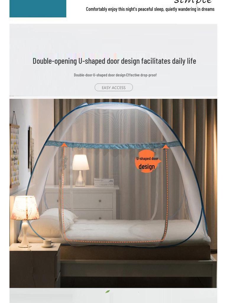 Mongolian Yurt Foldable Mosquito Net for Home & Dorm Bunk Beds - No Installation Needed