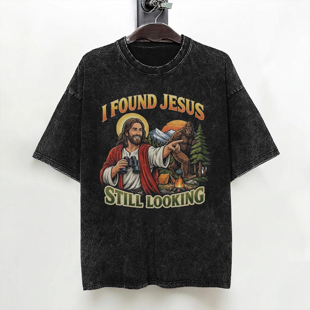 Bigfoot Believe Sasquatch Washed T Shirt Streetwear Hip Hop Cool Tshirts Tees For Men Women 100 Cotton Harajuku Summer