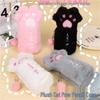 Korean-Style Cute Cat Paw Plush Pencil Case – Soft, Fluffy, and Large Capacity for High School Students