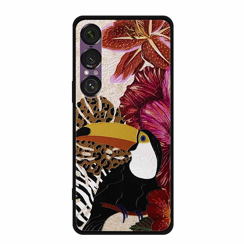 3D Emboss Case For Sony Xperia 1 VII 5G Case Flowers TPU Soft Silicone Back Cover For Sony Xperia 1 VII 2025 Phone Case XQ-FS54