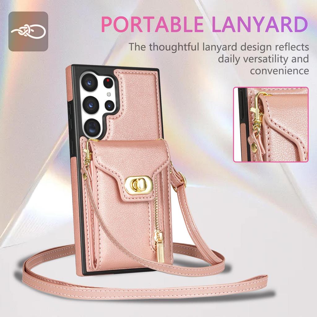 Samsung Side Zipper Lanyard Phone Case with Card Protection - A54 S23FE