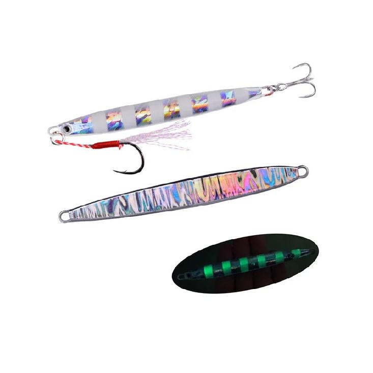10G 20G 30G 40G 60G  Long Metal Jig Fishing Lure Slow Cast Jigging Spoon Sea Bass Lure Artificial Bait Tackle Random 3/5 Pieces