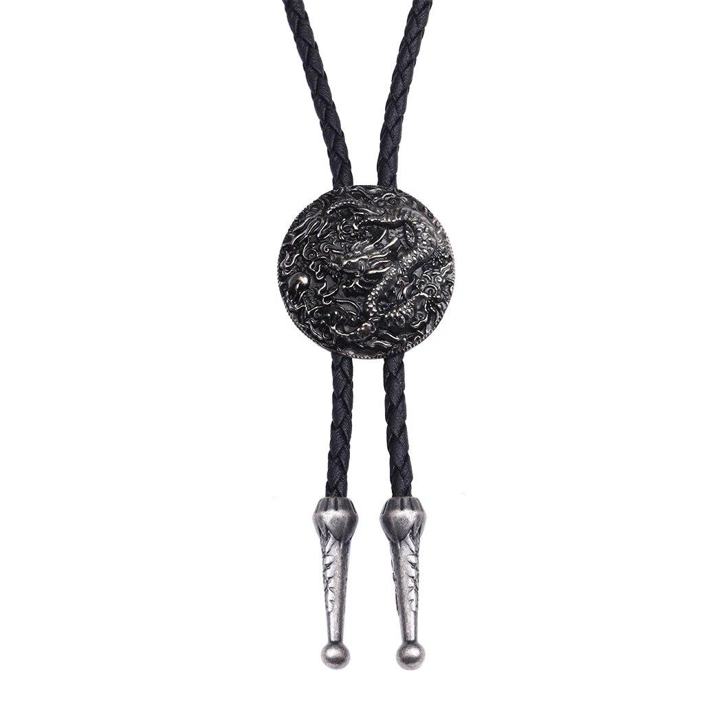 

Мужской модный галстук-боло, кожаное ожерелье, танцевальный галстук, винтажные аборигены, серебряный волк, вестерн-родео-боло,